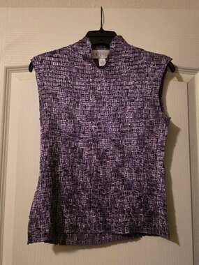 Casual Corner Annex Purple Crinkle Texture Sleeveless Top Medium